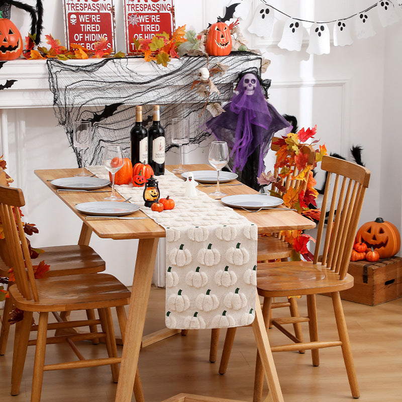 Wholesale pumpkin quilted embroidery table runner table cloth party decoration tablecloth